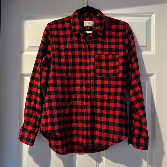 Universal Thread Plaid Flannel Shirt Red & Black - Picture 1 of 4